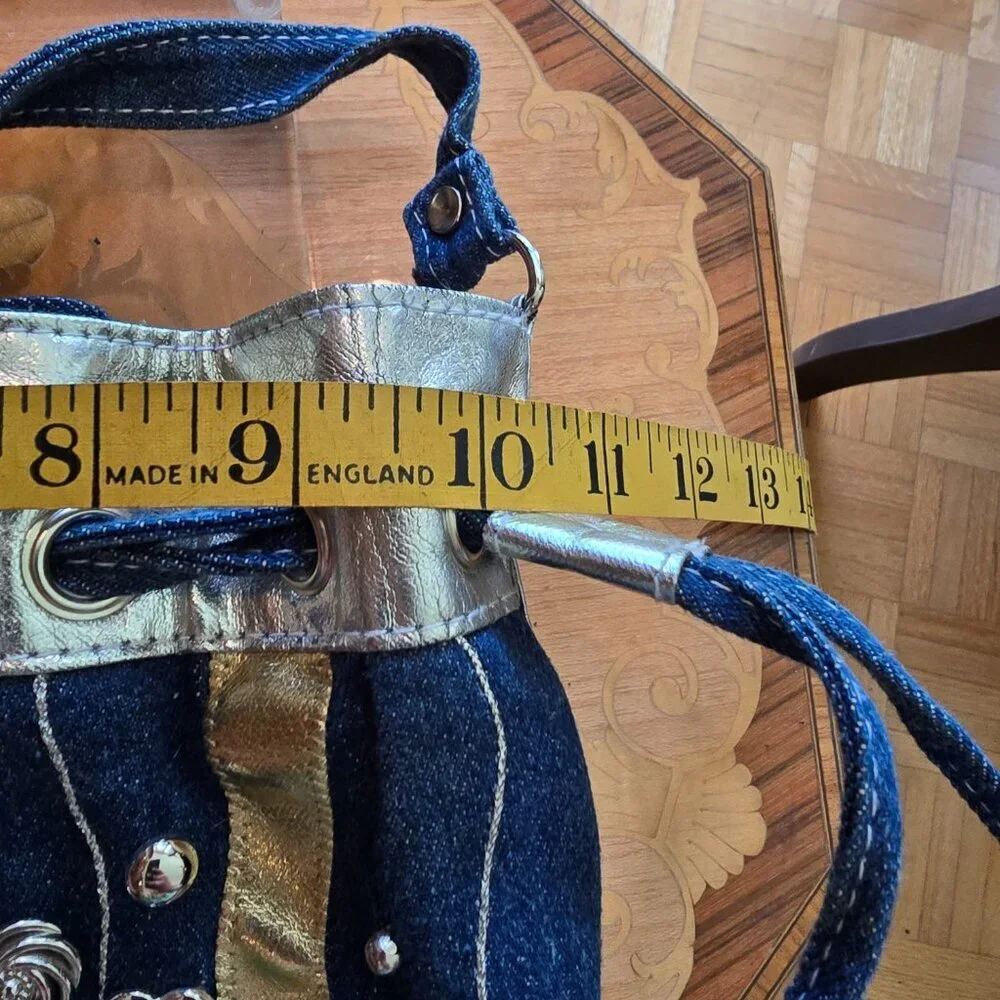 Y2K Denim & Metallic Bag with Mixed Metal Bling - Picture 9 of 14